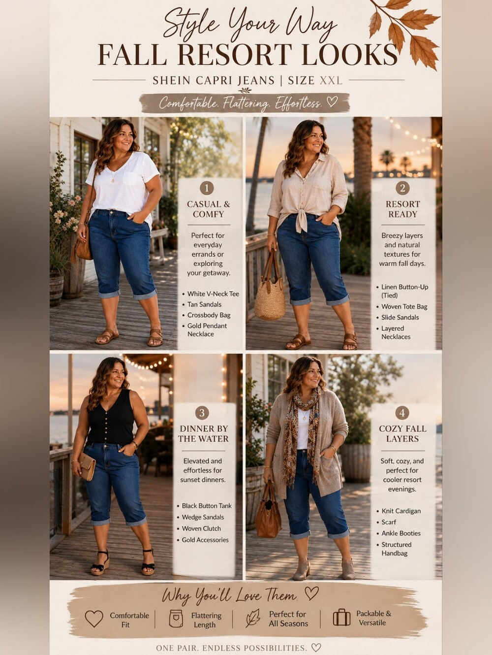 SHEIN Women's Denim Capri Jeans XXL Cuffed Stretch Blue Casual